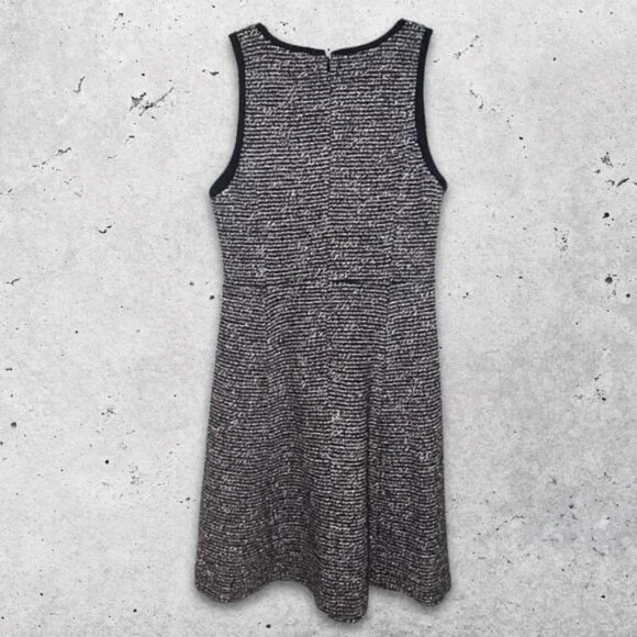 J.Crew Dress Tweed Fabric Sleeveless Design Flared Skirt A-Line Black/White W 4 - Picture 4 of 10
